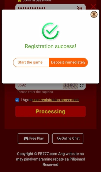 Step 4: Confirm successful registration and deposit to play betting