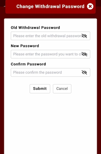 Step 2: fill in the old withdrawal password information, then fill in the new withdrawal password and fill it again to confirm.